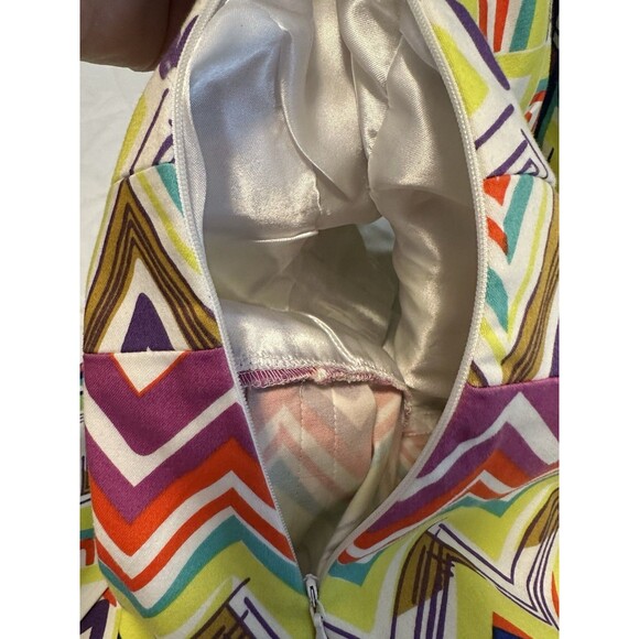 Spense Womens A Line Dress Pink Green Geometric Retro Pleated Skirt Design SZ 4 - Picture 10 of 12